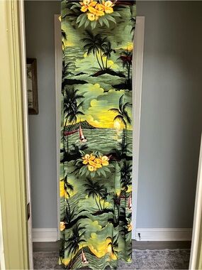 Tropical Green Palm-Print Maxi Dress